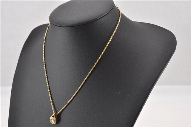 Authentic Christian Dior Gold Tone Chain Pendant Necklace CD 1377G