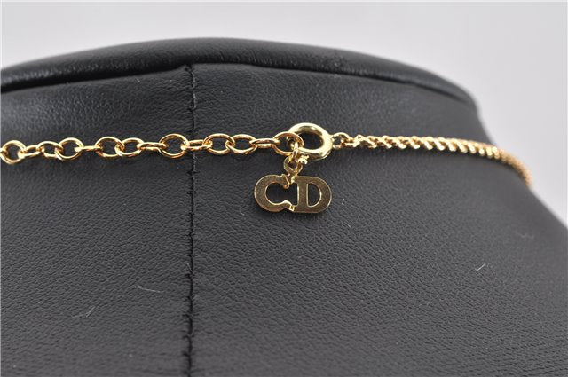 Authentic Christian Dior Gold Tone Chain Pendant Necklace CD 1377G