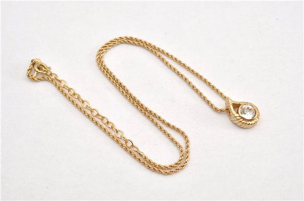 Authentic Christian Dior Gold Tone Chain Pendant Necklace CD 1377G