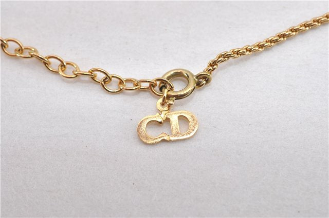 Authentic Christian Dior Gold Tone Chain Pendant Necklace CD 1377G