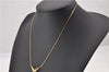 Authentic Christian Dior Gold Tone Rhinestone Chain Pendant Necklace CD 1378G