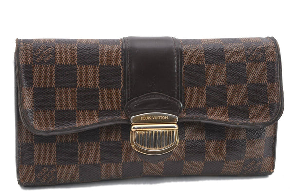 Authentic Louis Vuitton Damier Portefeuille Sistina Purse Wallet N61747 LV 1379D