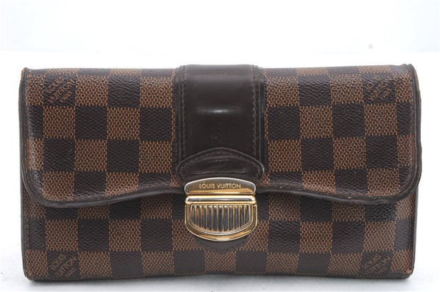 Authentic Louis Vuitton Damier Portefeuille Sistina Purse Wallet N61747 LV 1379D