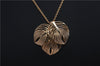 Authentic Christian Dior Gold Tone Leaf Motif Chain Pendant Necklace CD 1379G