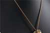 Authentic Christian Dior Gold Tone Leaf Motif Chain Pendant Necklace CD 1379G