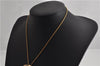 Authentic Christian Dior Gold Tone Leaf Motif Chain Pendant Necklace CD 1379G