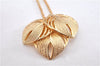 Authentic Christian Dior Gold Tone Leaf Motif Chain Pendant Necklace CD 1379G