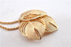 Authentic Christian Dior Gold Tone Leaf Motif Chain Pendant Necklace CD 1379G