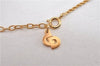 Authentic Christian Dior Gold Tone Leaf Motif Chain Pendant Necklace CD 1379G