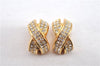 Authentic Christian Dior Rhinestone Clip-On Earrings Gold Plating CD 1380G