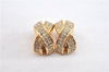 Authentic Christian Dior Rhinestone Clip-On Earrings Gold Plating CD 1380G