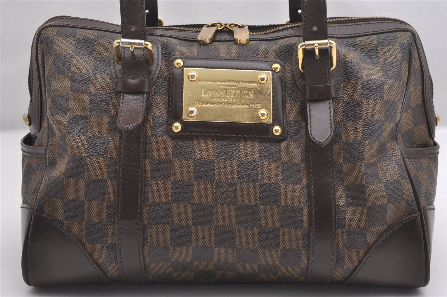 Authentic Louis Vuitton Damier Berkeley Hand Boston Bag Purse N52000 LV 1381I