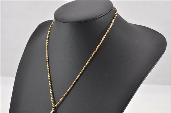 Authentic Christian Dior Gold Tone Torso Motif Chain Pendant Necklace CD 1382G