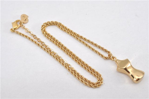 Authentic Christian Dior Gold Tone Torso Motif Chain Pendant Necklace CD 1382G