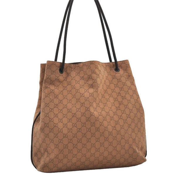 Authentic GUCCI Vintage Shoulder Tote Bag GG Canvas Leather 101340 Brown 1382I