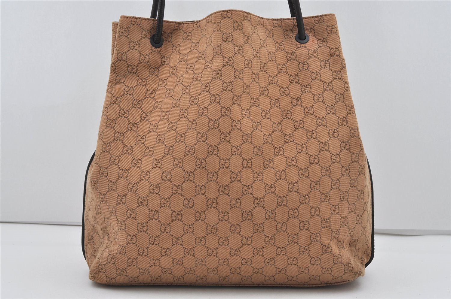 Authentic GUCCI Vintage Shoulder Tote Bag GG Canvas Leather 101340 Brown 1382I