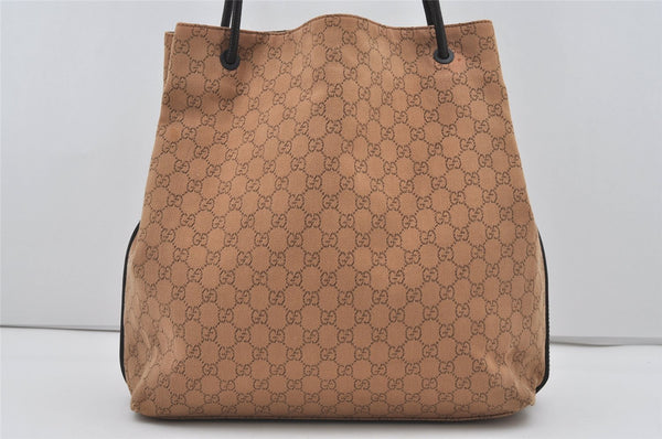 Authentic GUCCI Vintage Shoulder Tote Bag GG Canvas Leather 101340 Brown 1382I
