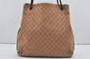 Authentic GUCCI Vintage Shoulder Tote Bag GG Canvas Leather 101340 Brown 1382I