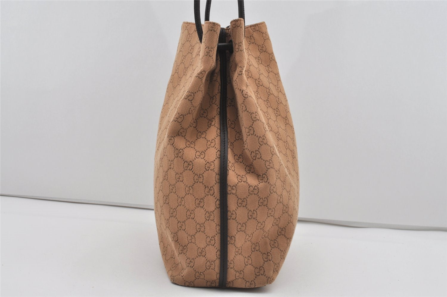 Authentic GUCCI Vintage Shoulder Tote Bag GG Canvas Leather 101340 Brown 1382I