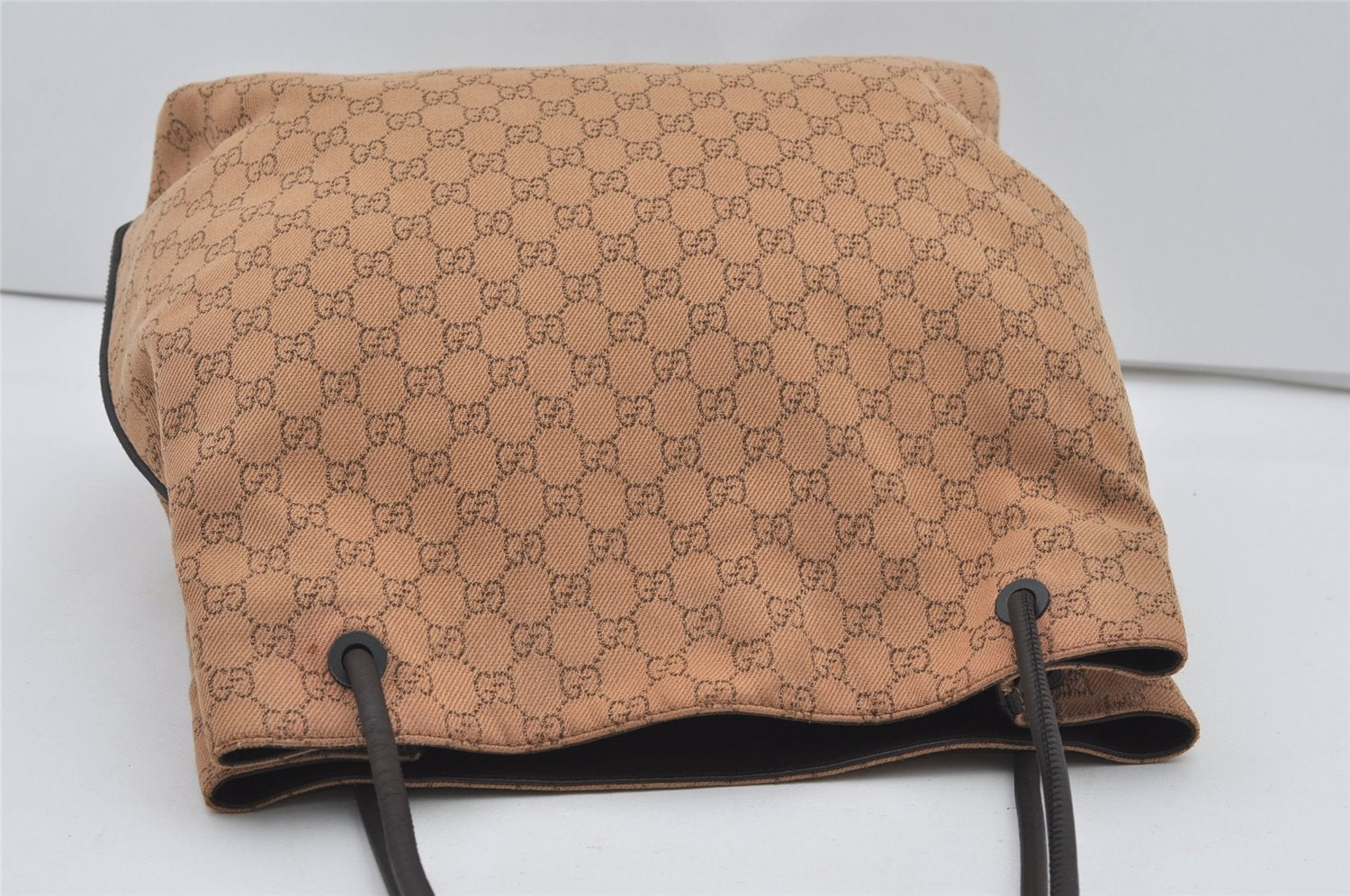 Authentic GUCCI Vintage Shoulder Tote Bag GG Canvas Leather 101340 Brown 1382I