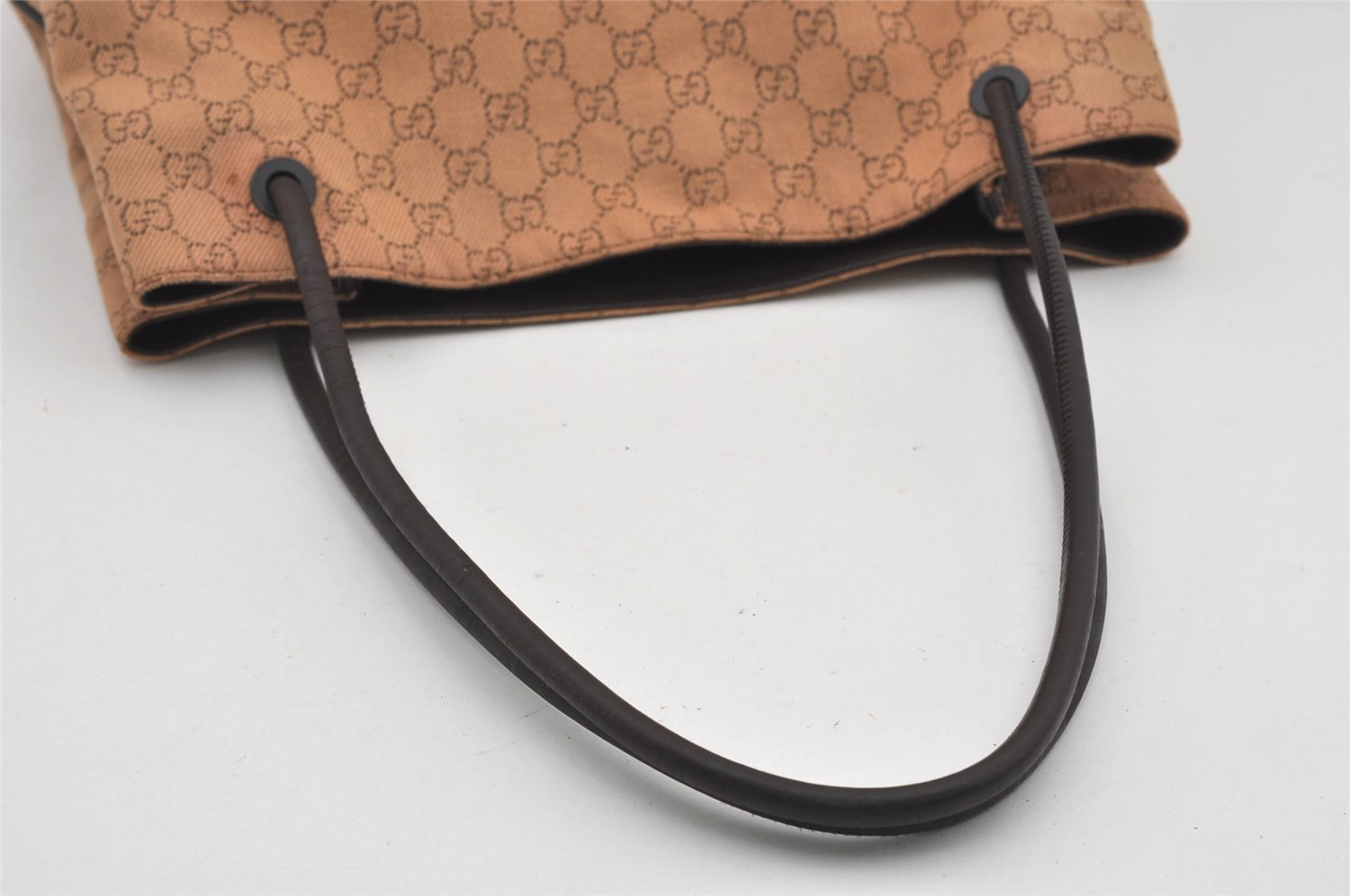 Authentic GUCCI Vintage Shoulder Tote Bag GG Canvas Leather 101340 Brown 1382I