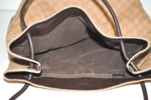 Authentic GUCCI Vintage Shoulder Tote Bag GG Canvas Leather 101340 Brown 1382I