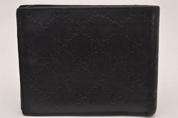 Authentic GUCCI Guccissima GG Leather Bifold Wallet Purse 146226 Black 1384I