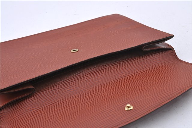 Authentic Louis Vuitton Epi Montaigne 27 Clutch Bag Brown M52653 LV 1387D