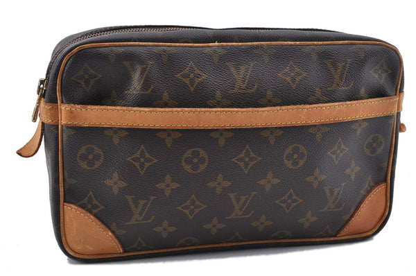 Authentic Louis Vuitton Monogram Compiegne 28 Clutch Hand Bag M51845 LV 1388D