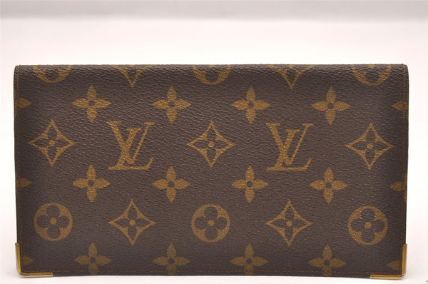 Authentic Louis Vuitton Monogram Porte Chequier Double M62223 Long Wallet 1388I