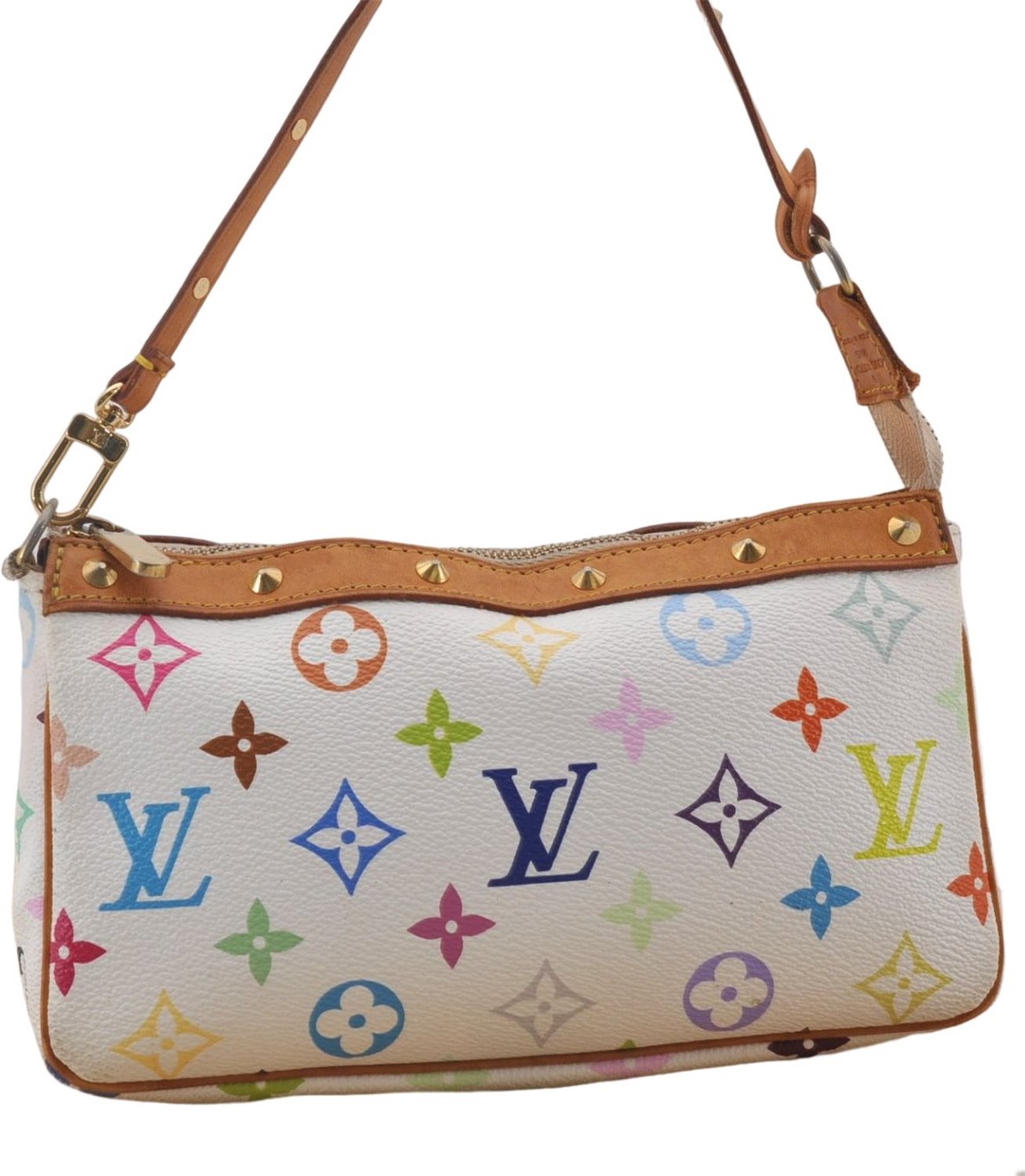 Louis Vuitton Monogram Multicolor Pochette Accessoires Pouch M92649 White 1390E