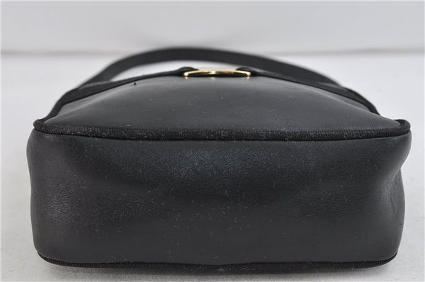 Authentic Ferragamo Vara Shoulder Cross Body Bag Purse Leather Black 1393D