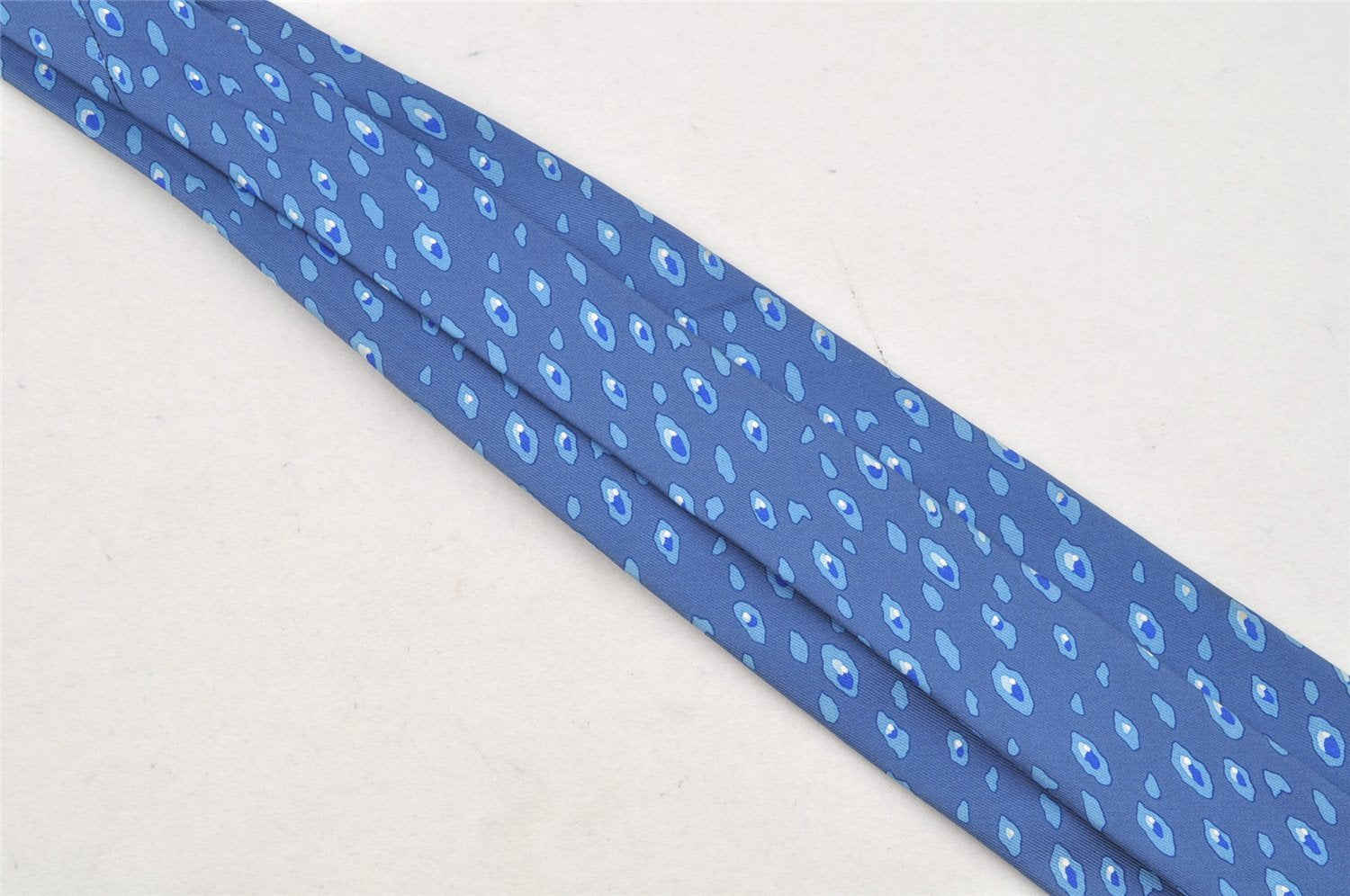 Authentic HERMES Vintage Tie Necktie Leopard Pattern Silk 7895MA Blue 1393I