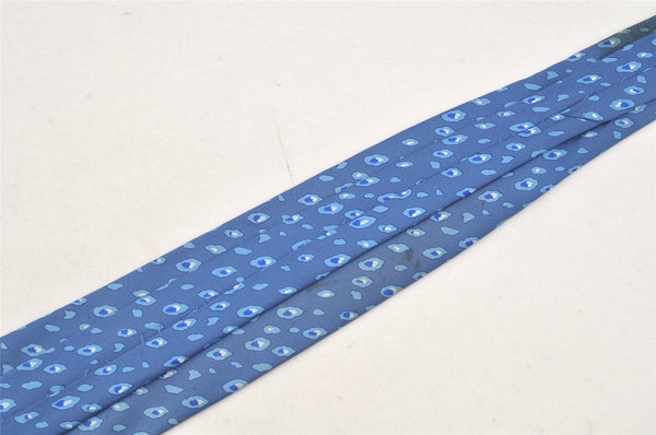 Authentic HERMES Vintage Tie Necktie Leopard Pattern Silk 7895MA Blue 1393I