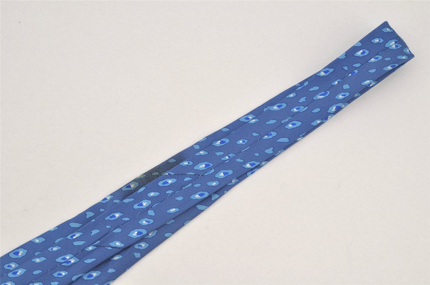 Authentic HERMES Vintage Tie Necktie Leopard Pattern Silk 7895MA Blue 1393I