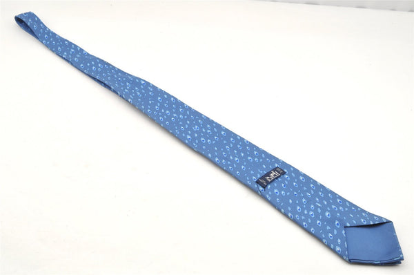 Authentic HERMES Vintage Tie Necktie Leopard Pattern Silk 7895MA Blue 1393I