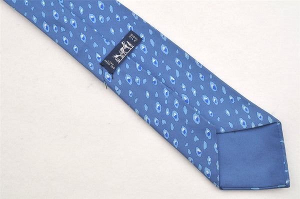 Authentic HERMES Vintage Tie Necktie Leopard Pattern Silk 7895MA Blue 1393I