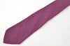 Authentic HERMES Tie Necktie Mors deux Chain Pattern Silk 7192UA Navy Red 1394I