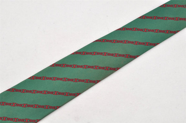 Authentic HERMES Vintage Tie Necktie Chain Pattern Silk 7129FA Green 1395I