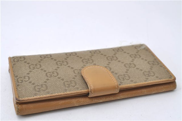 Authentic GUCCI Long Wallet Purse GG Canvas Leather Brown 1396D