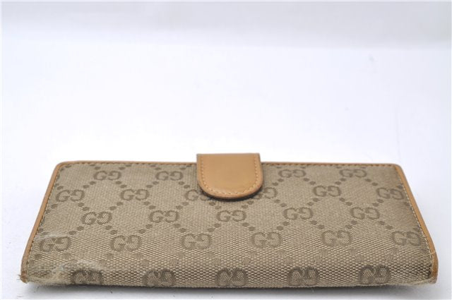 Authentic GUCCI Long Wallet Purse GG Canvas Leather Brown 1396D