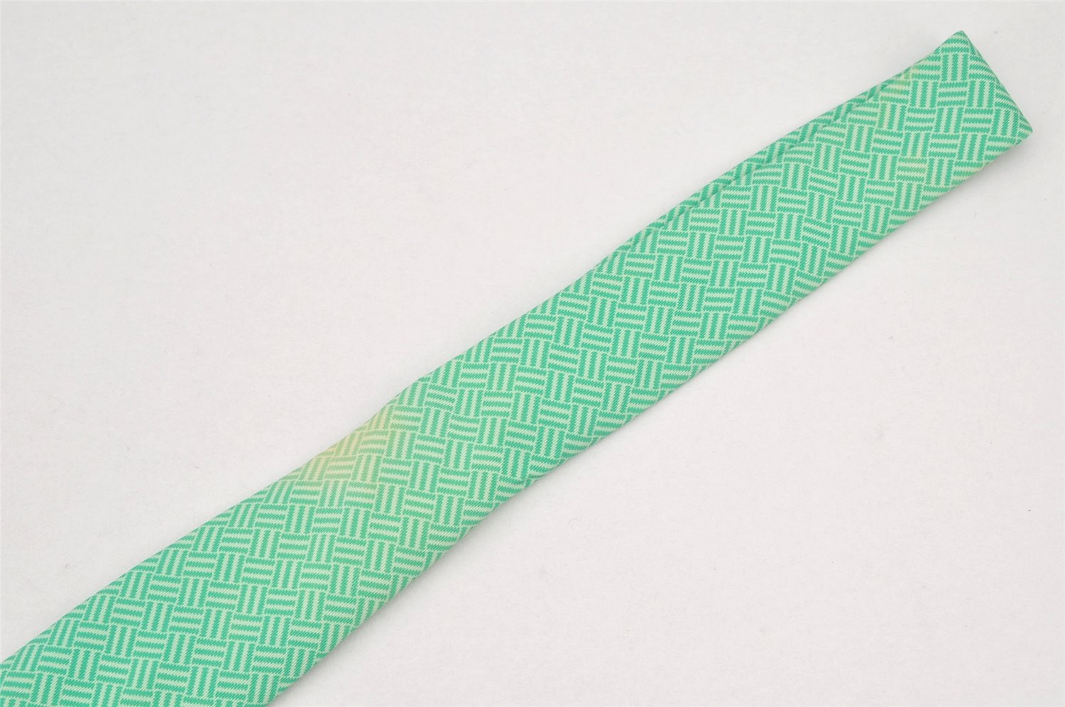 Authentic HERMES Vintage Tie Necktie Check Pattern Silk 5238SA Light Green 1396I