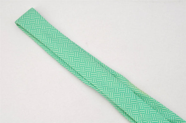 Authentic HERMES Vintage Tie Necktie Check Pattern Silk 5238SA Light Green 1396I