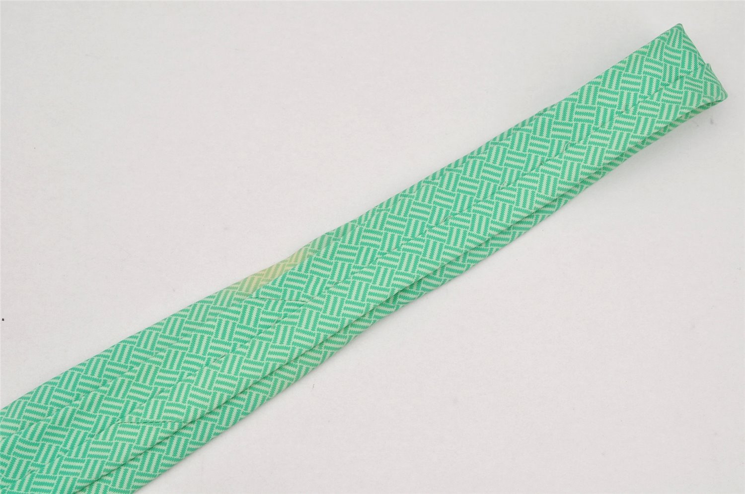 Authentic HERMES Vintage Tie Necktie Check Pattern Silk 5238SA Light Green 1396I