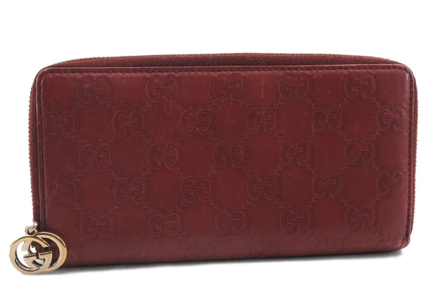 Authentic GUCCI Guccissima Leather Long Wallet Purse 212110 Red 1397D