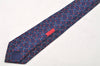 Authentic HERMES Vintage Tie Necktie Belt Pattern Silk 988SA Navy Blue 1397I