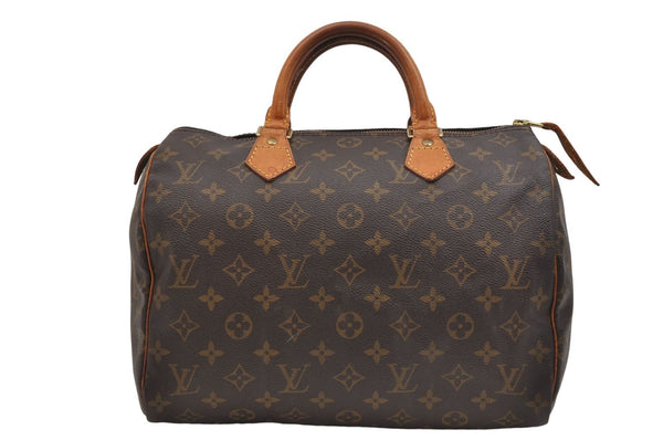 Authentic Louis Vuitton Monogram Speedy 30 Hand Boston Bag M41526 LV 1398E