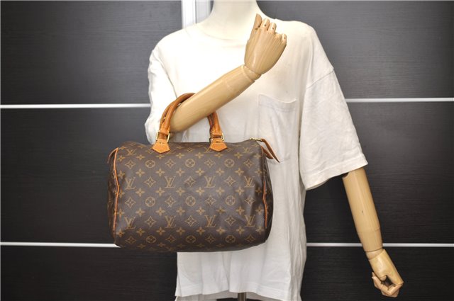 Authentic Louis Vuitton Monogram Speedy 30 Hand Boston Bag M41526 LV 1398E