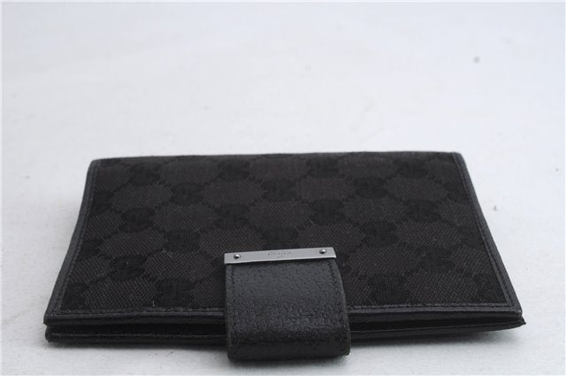 Authentic GUCCI Note Book Day Planner Cover Canvas Leather 115240 Black 1399D