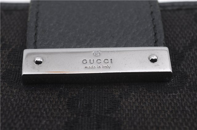 Authentic GUCCI Note Book Day Planner Cover Canvas Leather 115240 Black 1399D